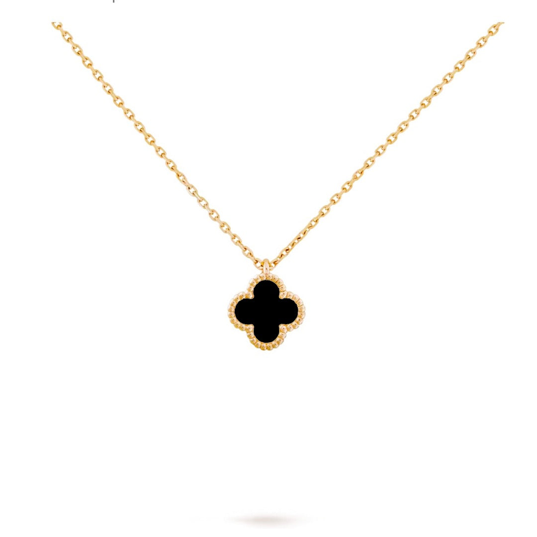 Single Clover Necklace Mini - Onyx