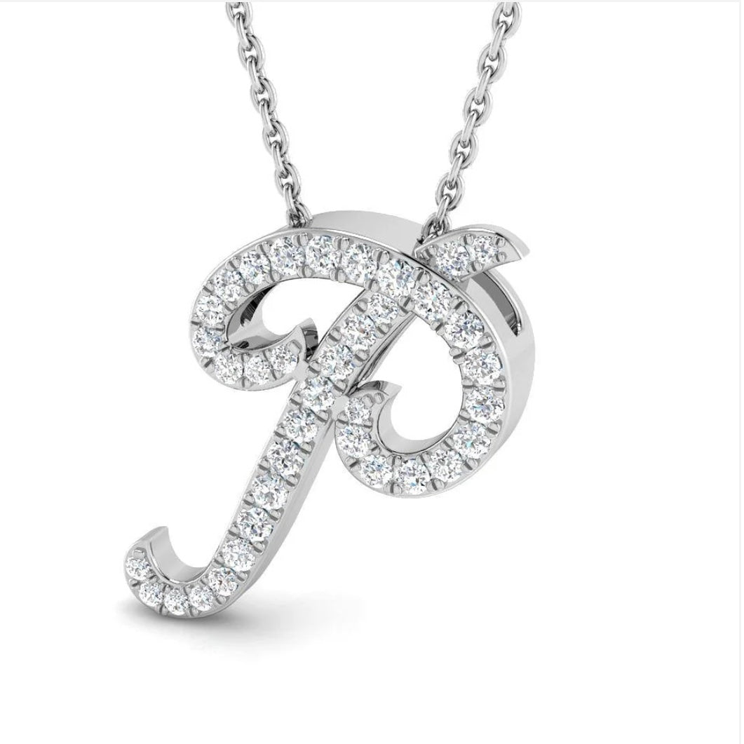 'P' Italic Round Cut Pendant