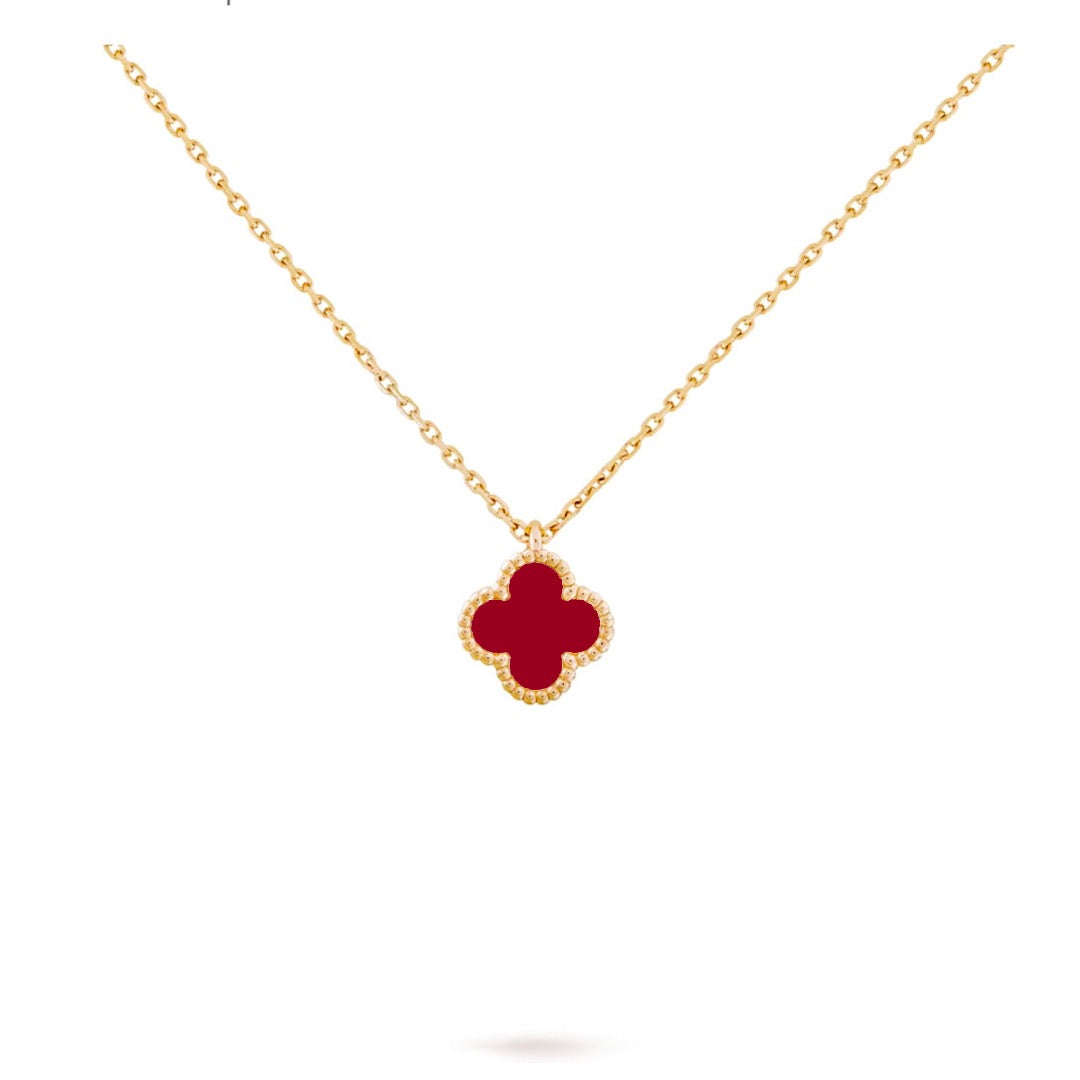 Single Clover Necklace Mini - Carnelian