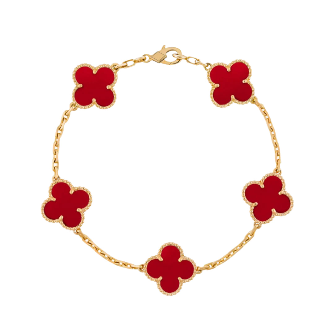 5 Clover Bracelet - Carnelian