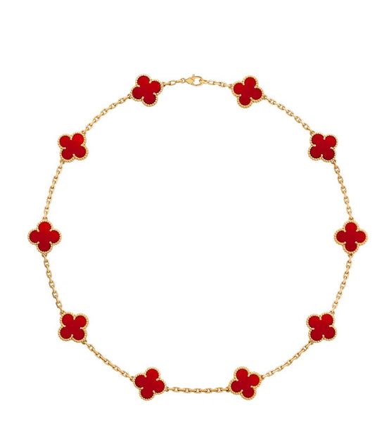 10 Clover Necklace - Carnelian