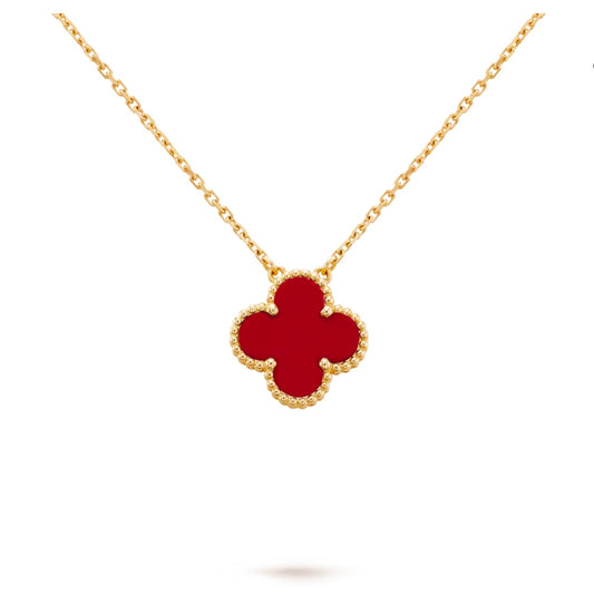 Single Clover Necklace - Carnelian