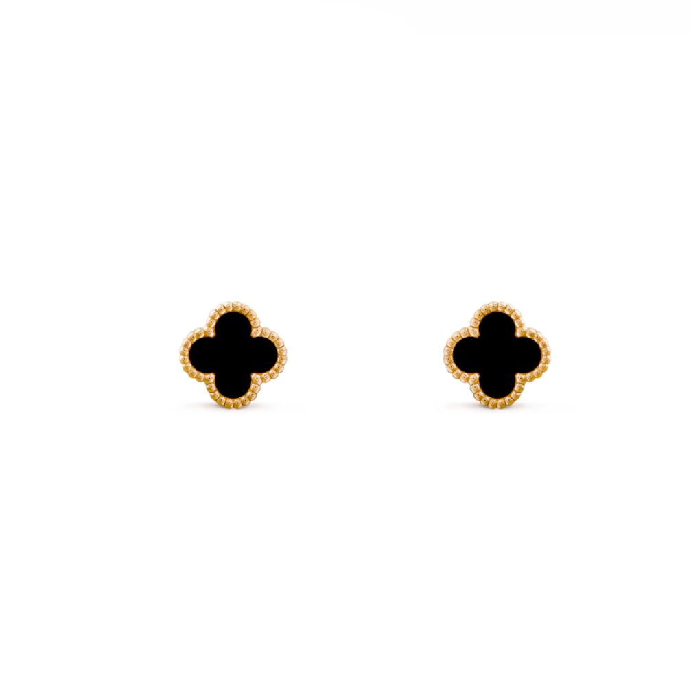 Mini Clover Earrings - Onyx