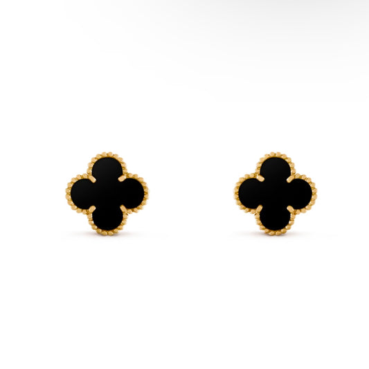 Large Clover Earrings - Onyx