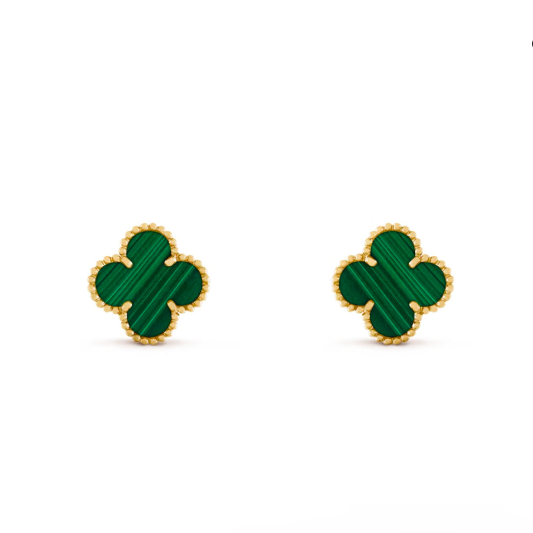 Large Clover Earrings - Malachite