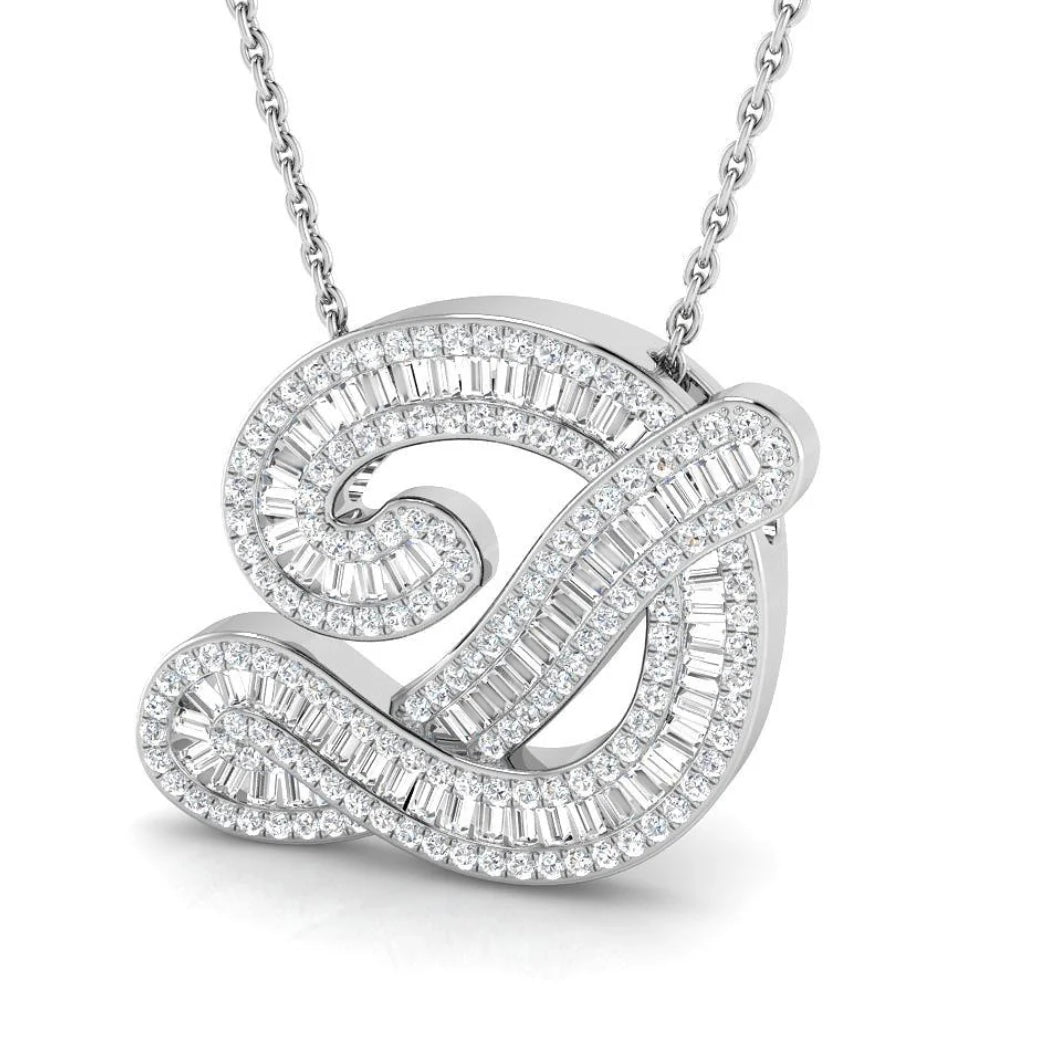 'D' Initial Baguette Pendant