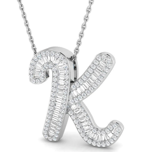 'K' Initial Baguette Pendant