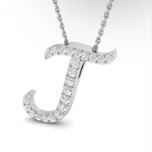 'J' Italic Round Cut Pendant