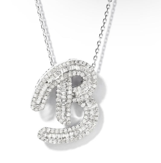 'B' Initial Baguette Pendant