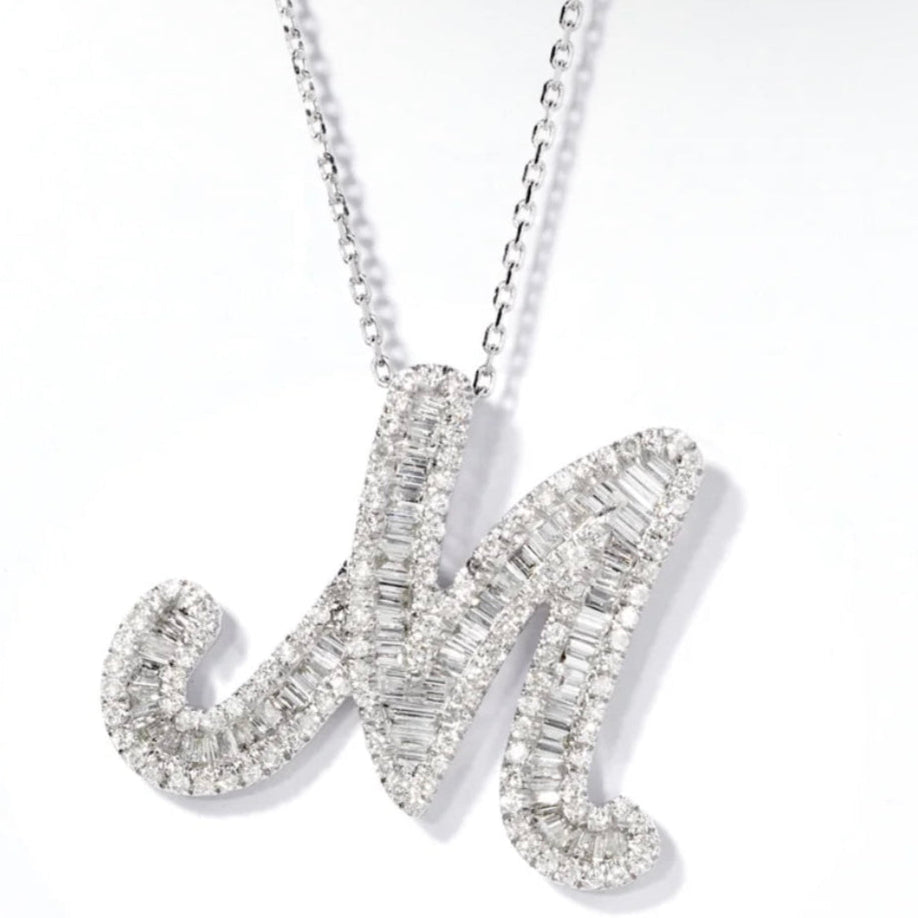 'M' Initial Baguette Pendant