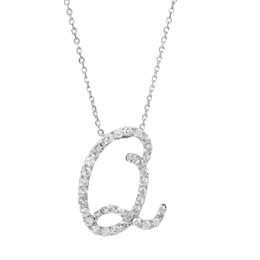 'Q' Italic Round Cut Pendant