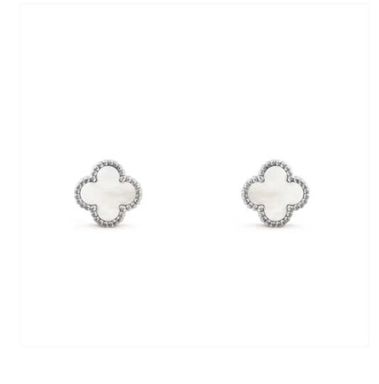 Mini Clover Earrings - White Mother of Pearl