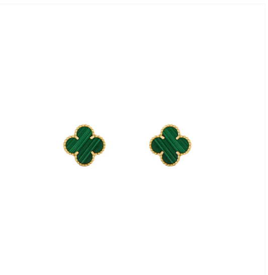 Mini Clover Earrings - Malachite